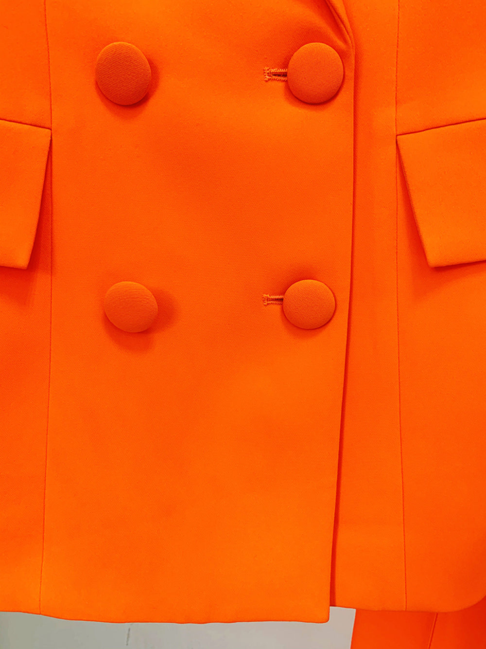 Orange Peak Lapel Double-Breasted Blazer Skinny Pants Set