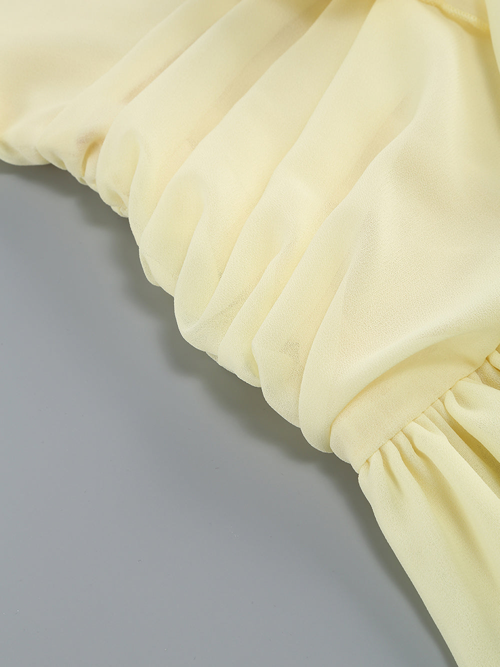 Yellow Halter Plunge Ruffle Chiffon Rosette Drop Waist Mini Dress