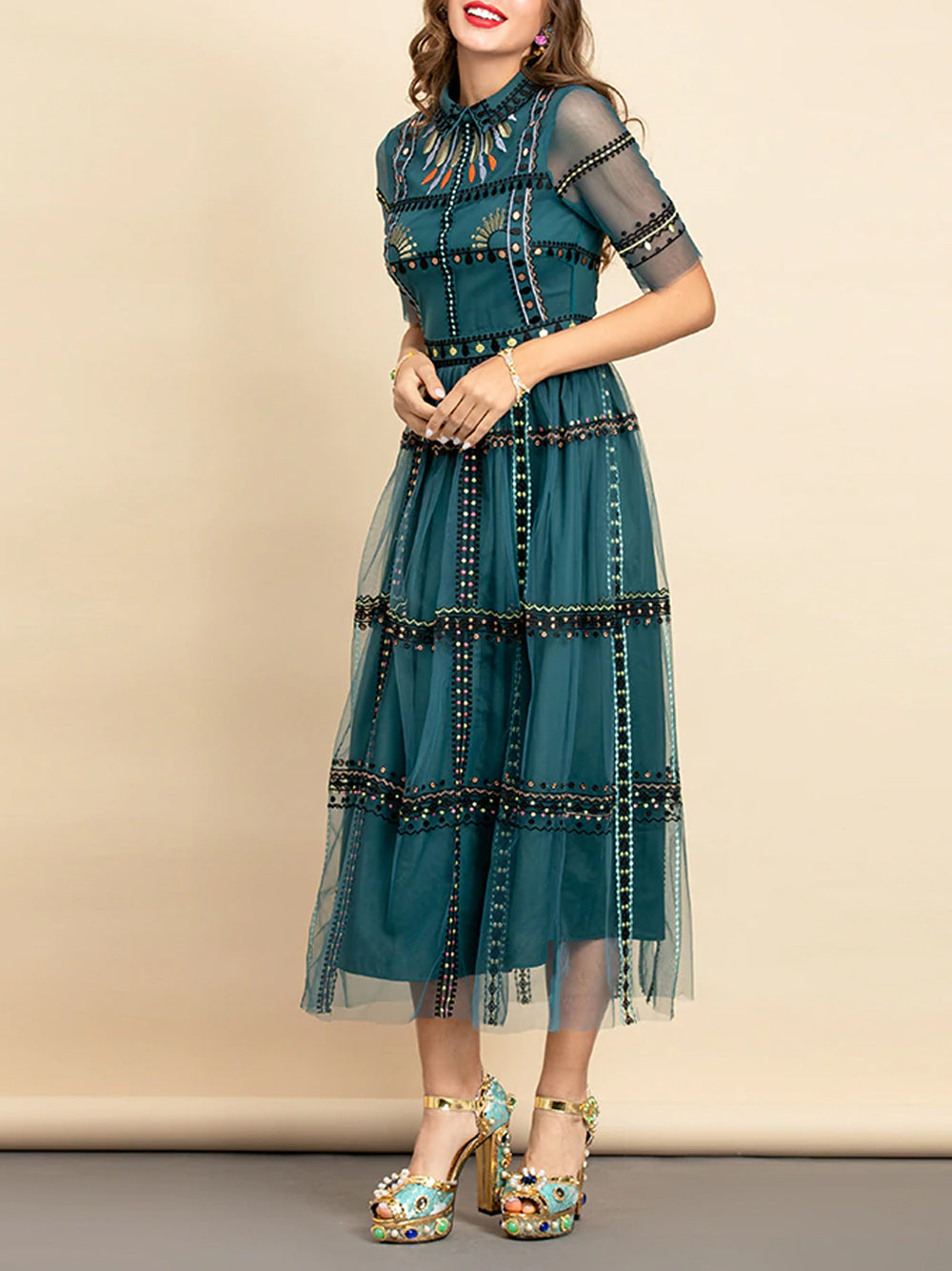 LEITA Lace Midi Dress