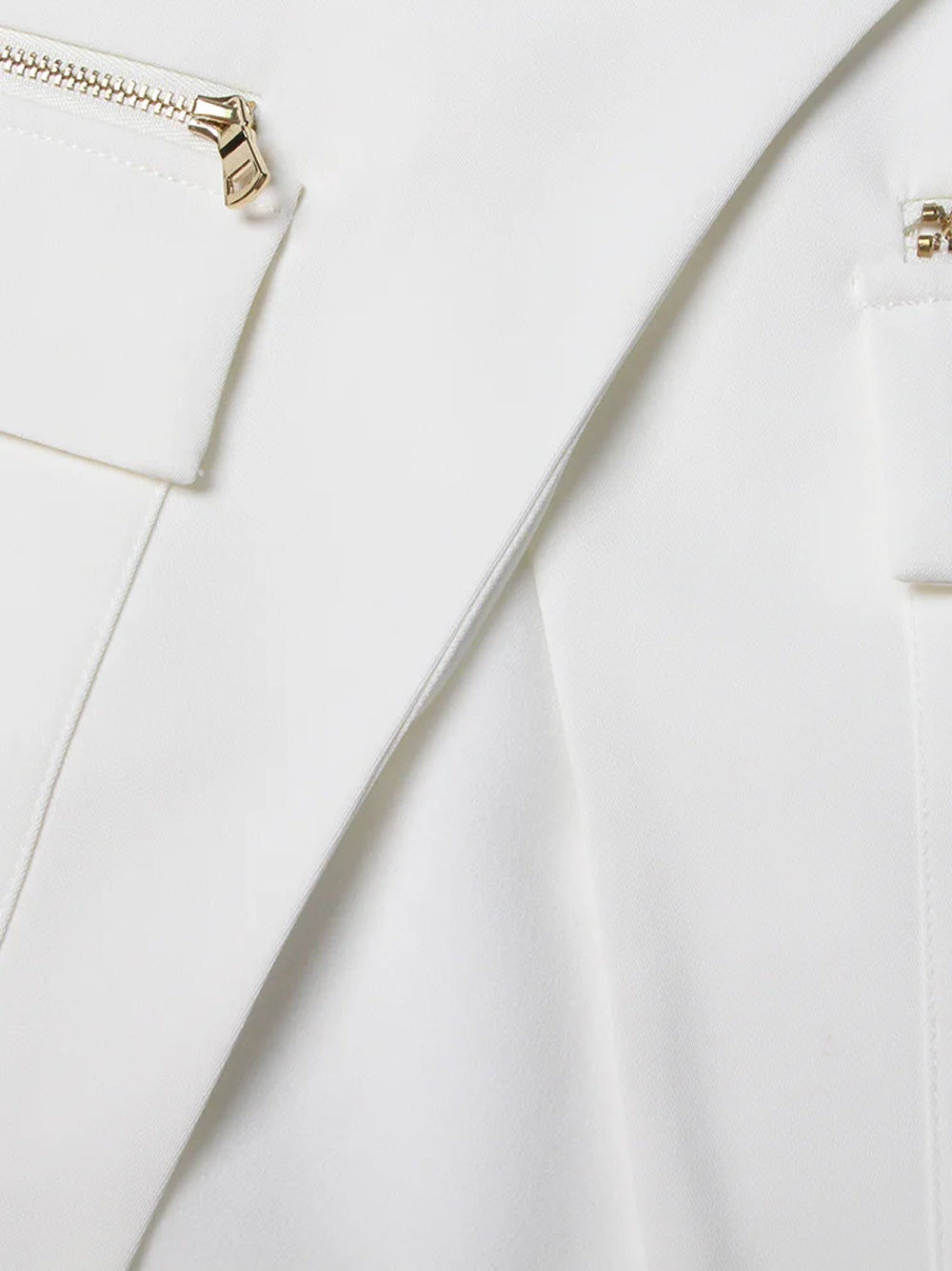 White Notch Lapel Peplum Blazer And Skirt Set