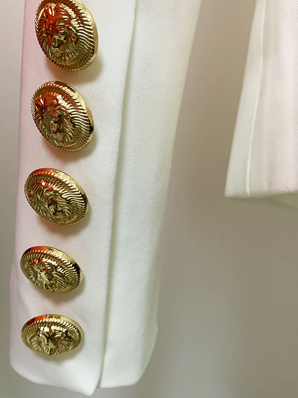 White Peaked Lapel Gold Button Double Breasted Blazer 12