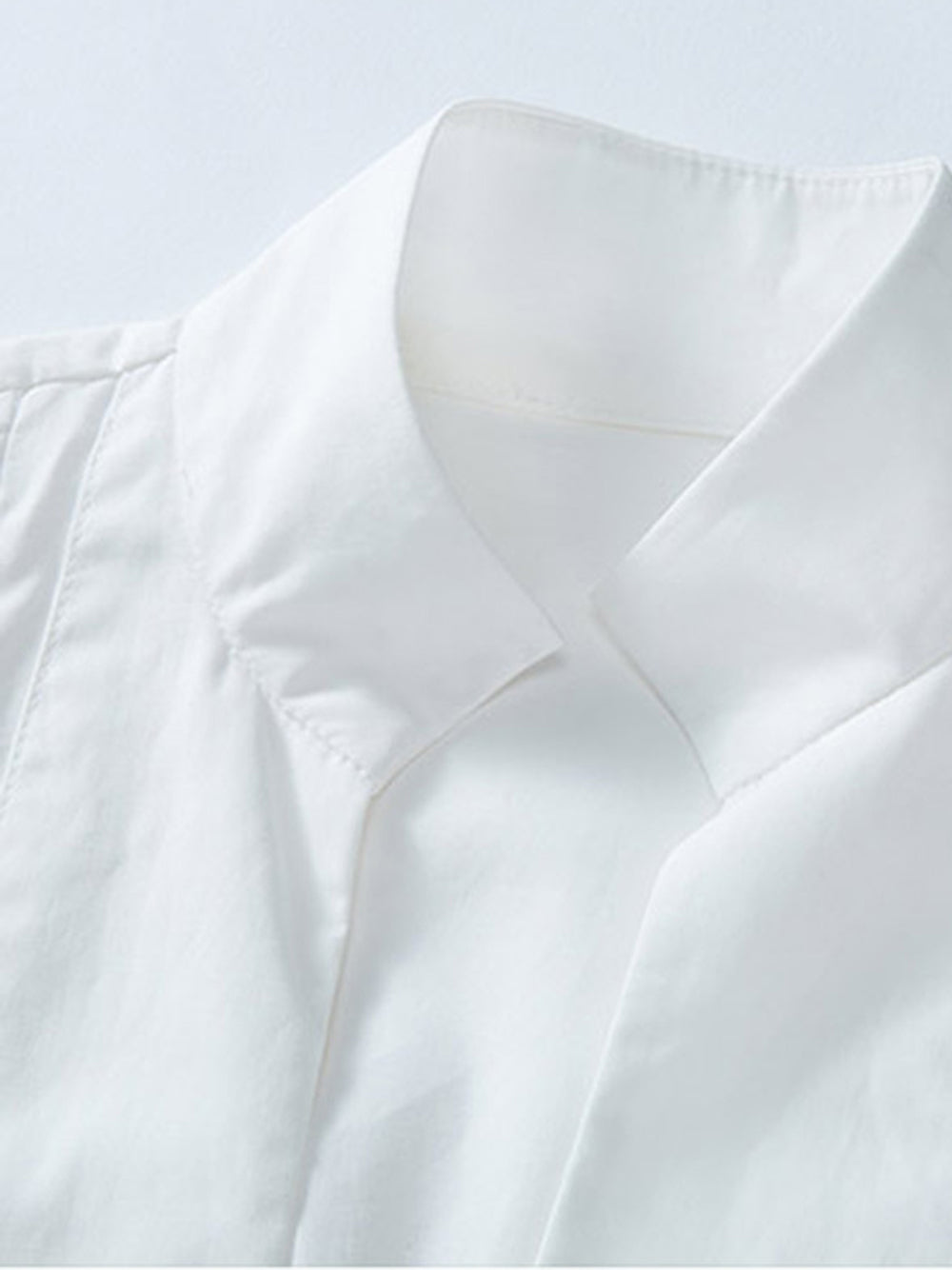 White Puff Sleeve Pintuck Shirt Dress And Wrap Skirt Set