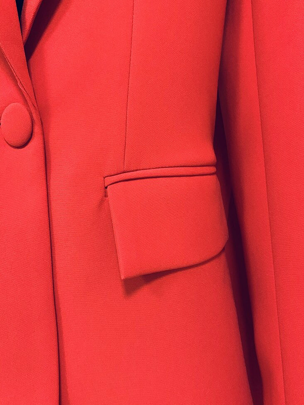 Red Peak Lapel Single Button Fitted Blazer and Flared Pants Set
