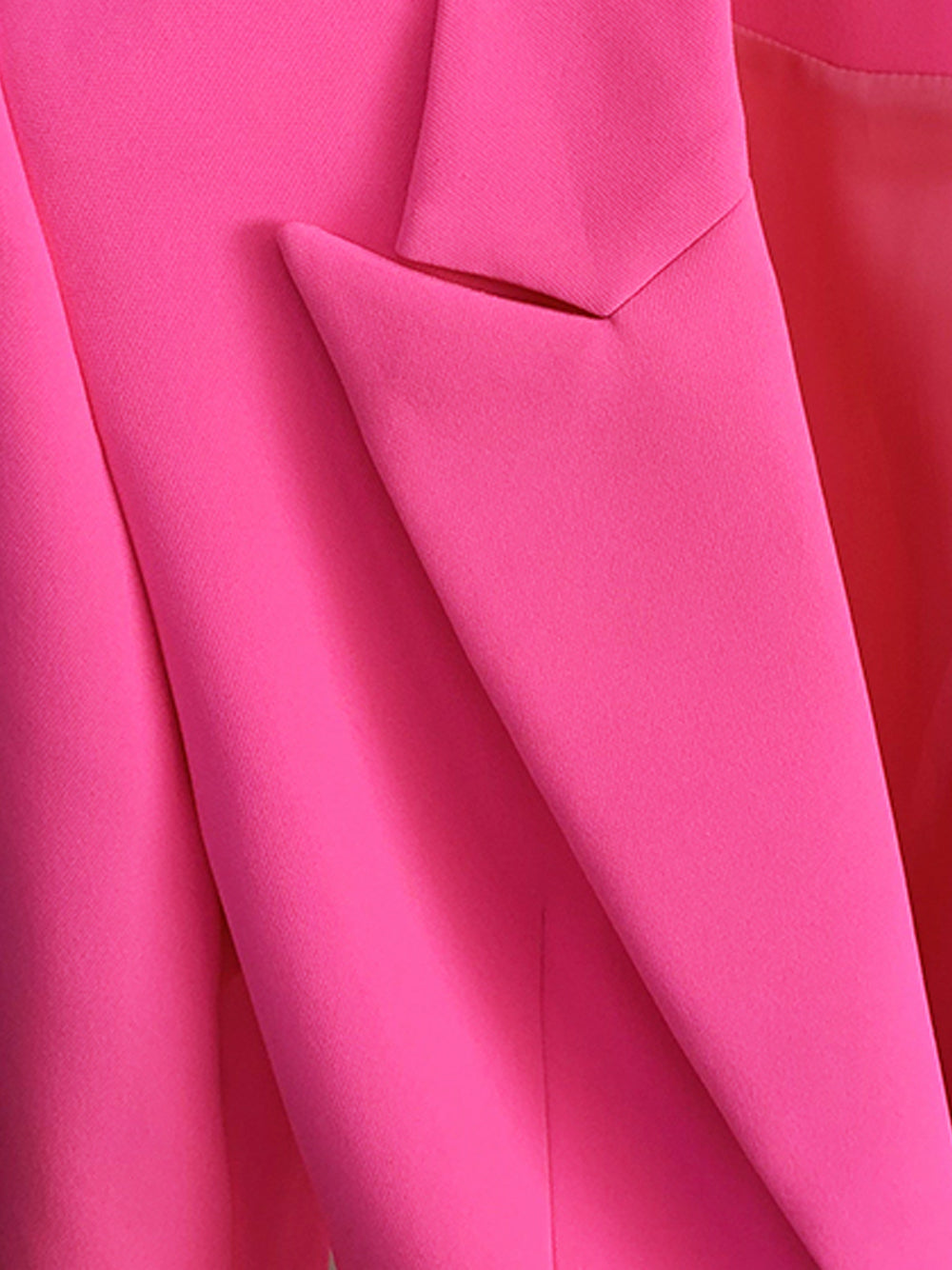 Fuchsia Peak Lapel Plunge Blazer and Flared Pants Set
