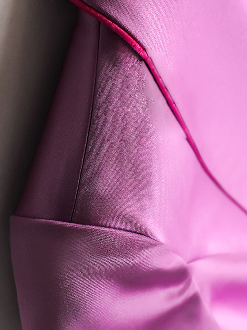 Pink Contrast Piping Tasseled Belt Satin Blazer and Pants Set