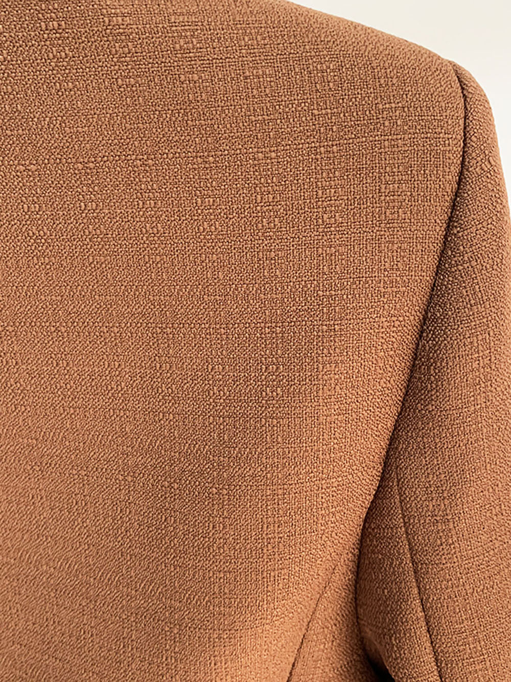 Brown Peak Lapel Double Breasted Gold Button Textured Blazer