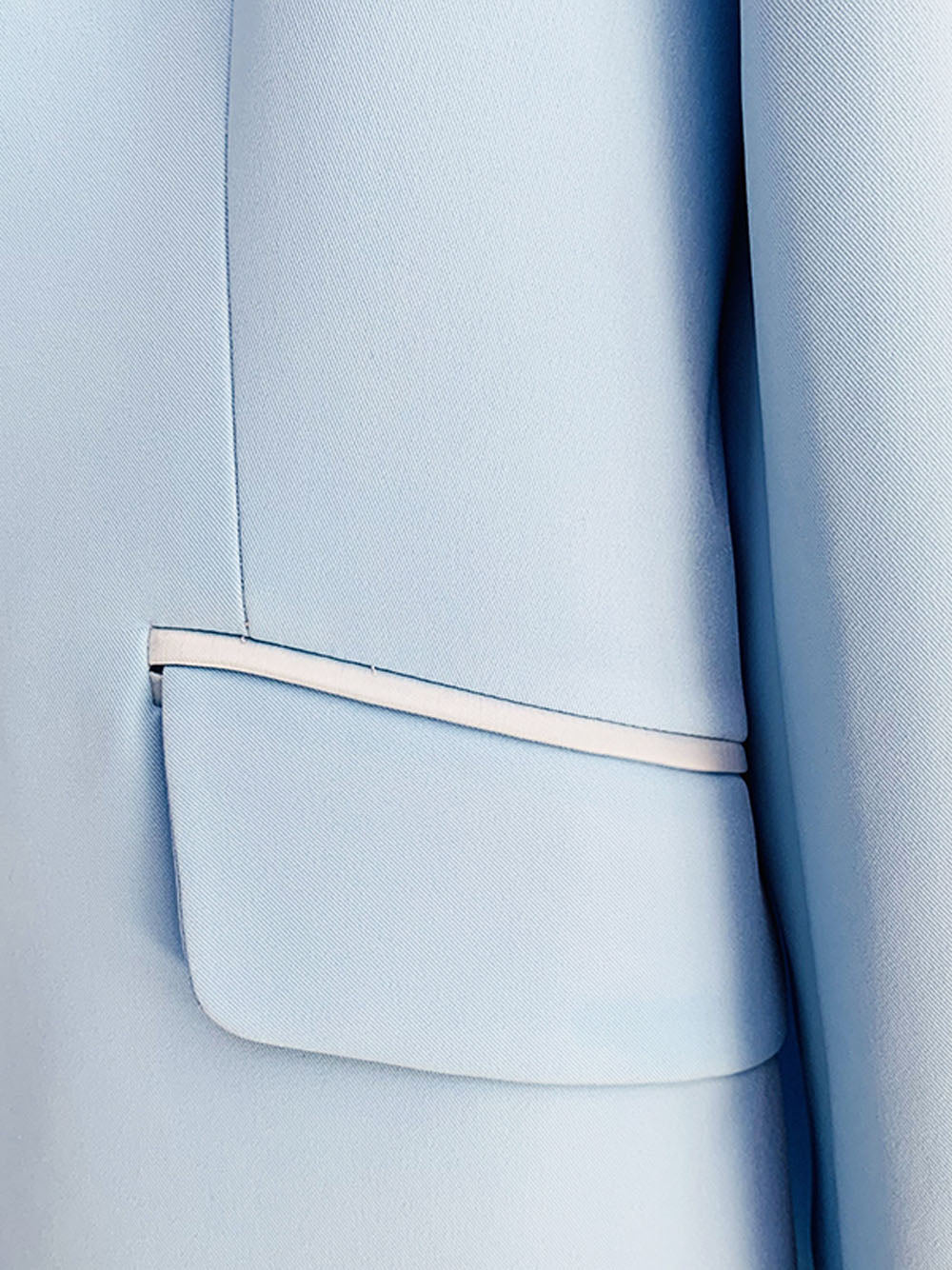 Light Blue Satin Lapel Single Button Blazer and Flare Pants Set