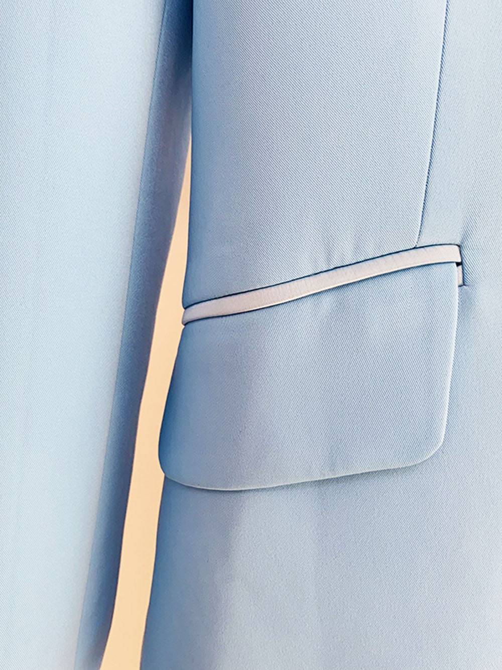 Light Blue Peak Lapel Single Button Blazer Flared Pants Set