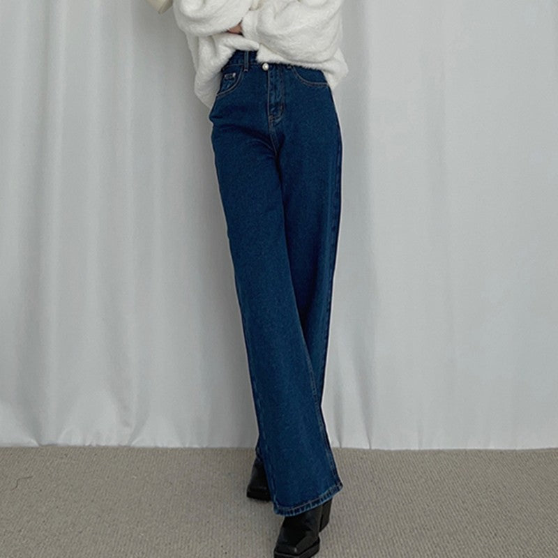 Loose High Waist Denim Straight Jeans