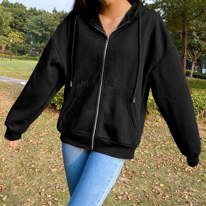 Solid Color Simple ZipUp Coats