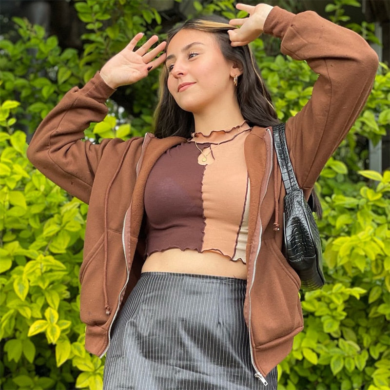Solid Color Simple ZipUp Coats
