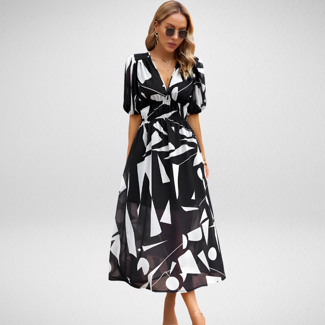 Dayana Luxe Dress with V Neckline Premium Wardrobe Essential