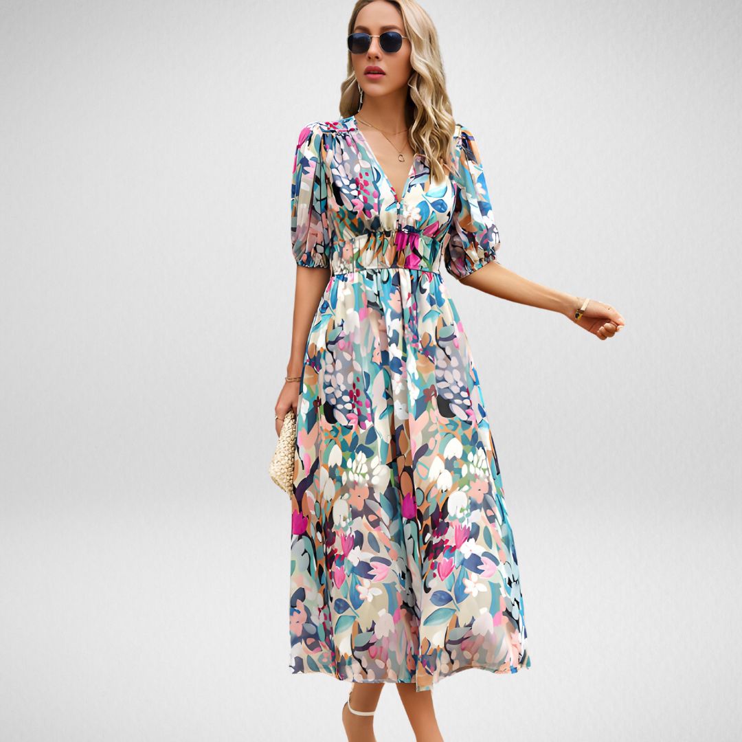 Dayana Luxe Dress with V Neckline Premium Wardrobe Essential