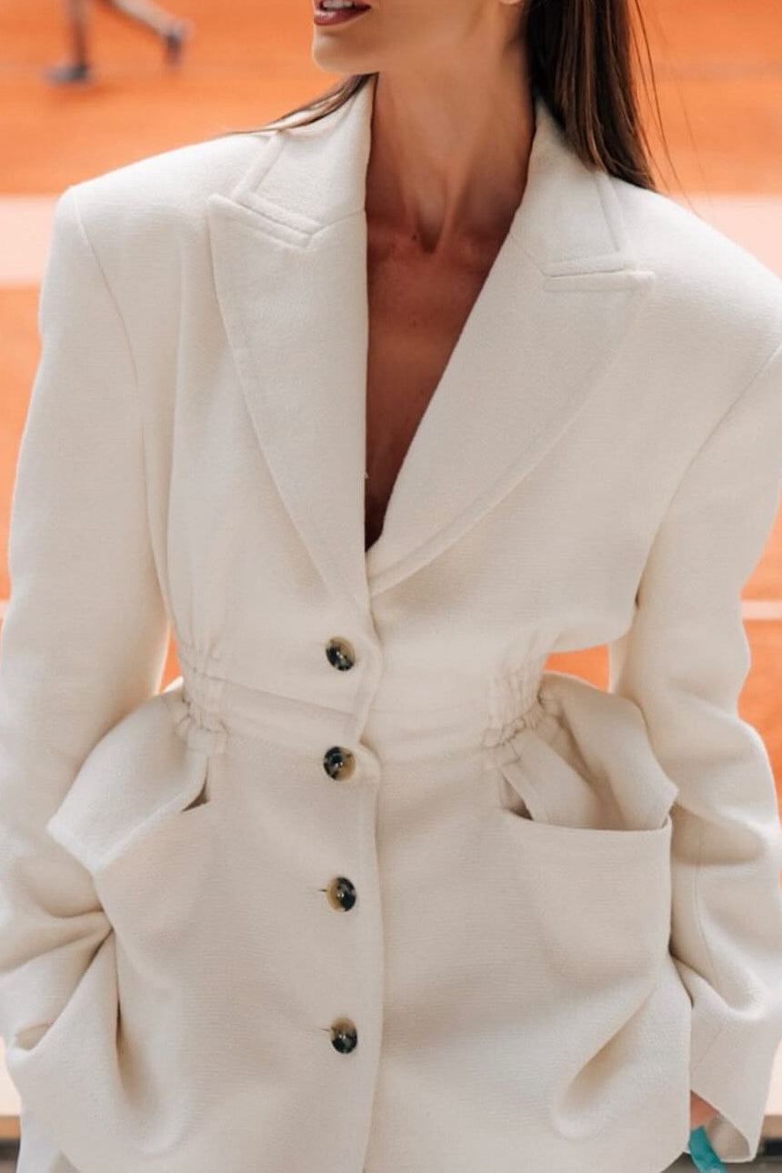 Structured VNeck Shoulder Pad Blazer