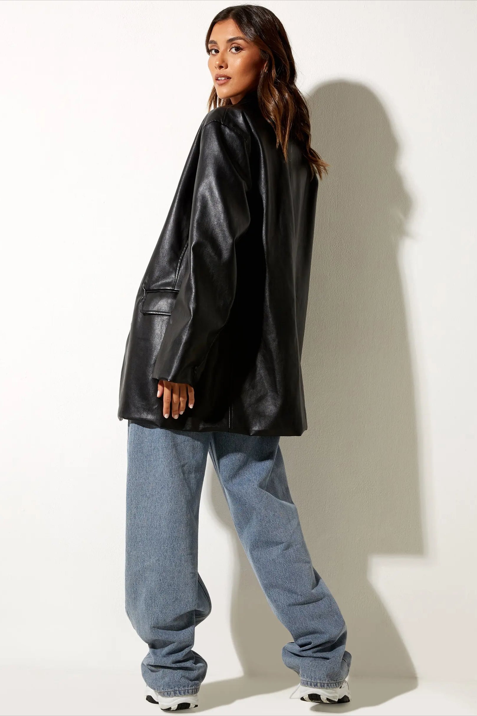 SingleBreasted PU Blazer