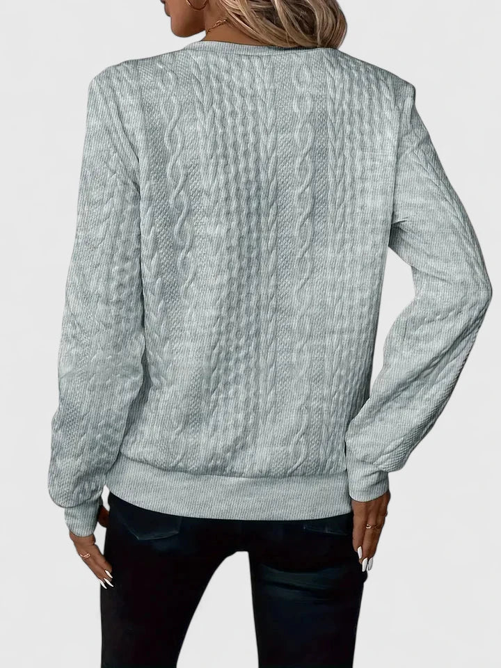 Quarter Zip Cable Knit Textured Long Sleeve Sweater