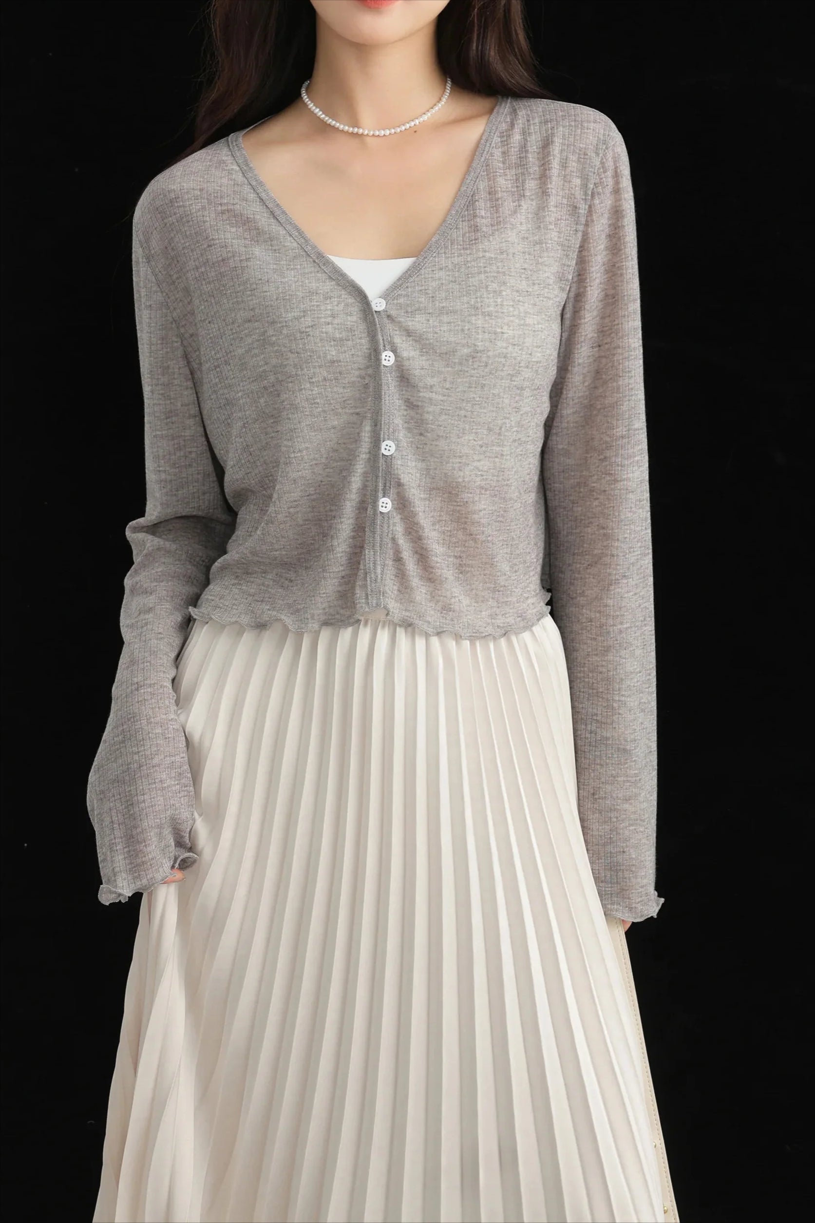 Tencel VNeck Cropped Cardigan