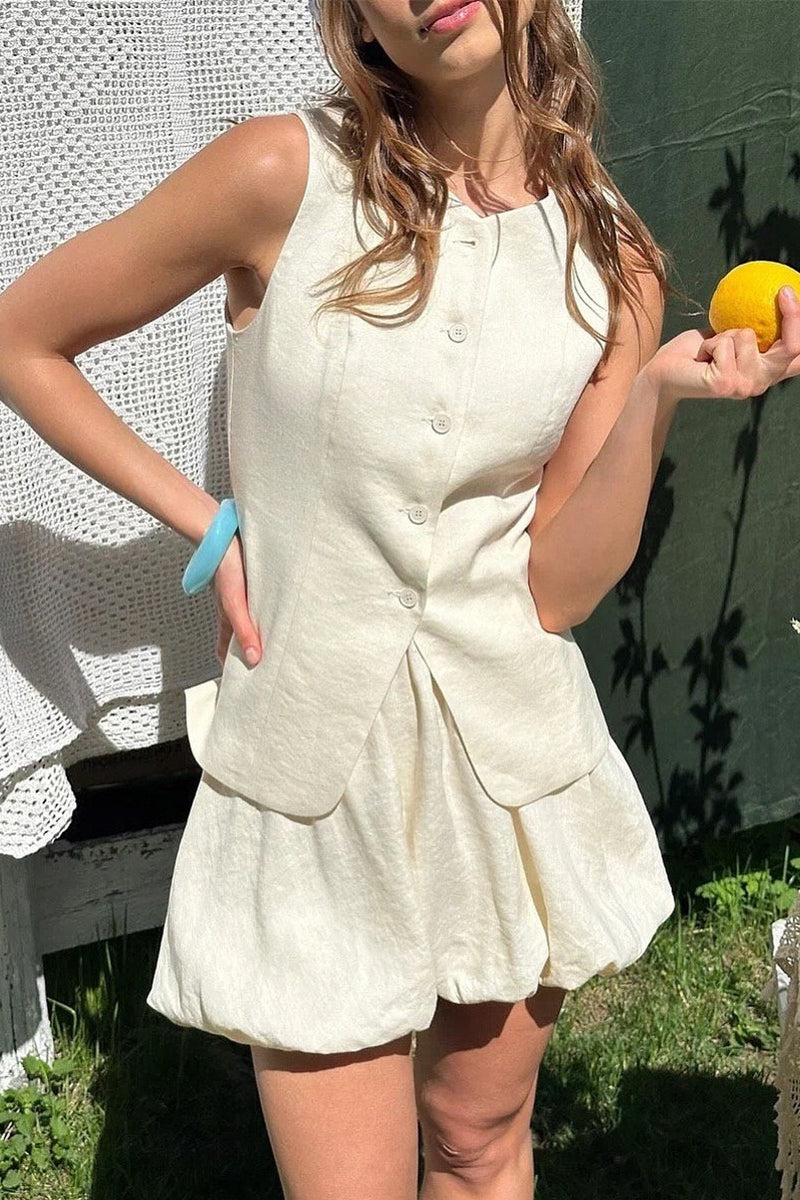Vest Bubble Skirt Sweet Two Piece Work Set