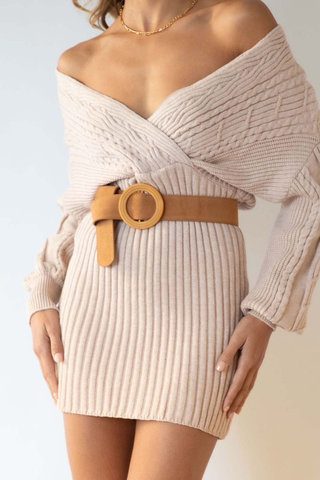 Cable Knit V-Neck Bodycon Midi Dress 8