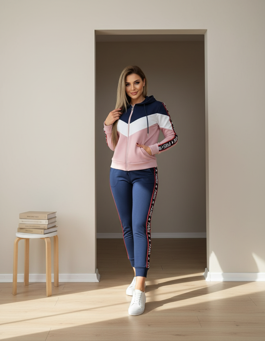 Tracksuit Winter  Zipper Piece for Pants Autumn + 2 Set Long Sports Jacket Suit Fashion Women