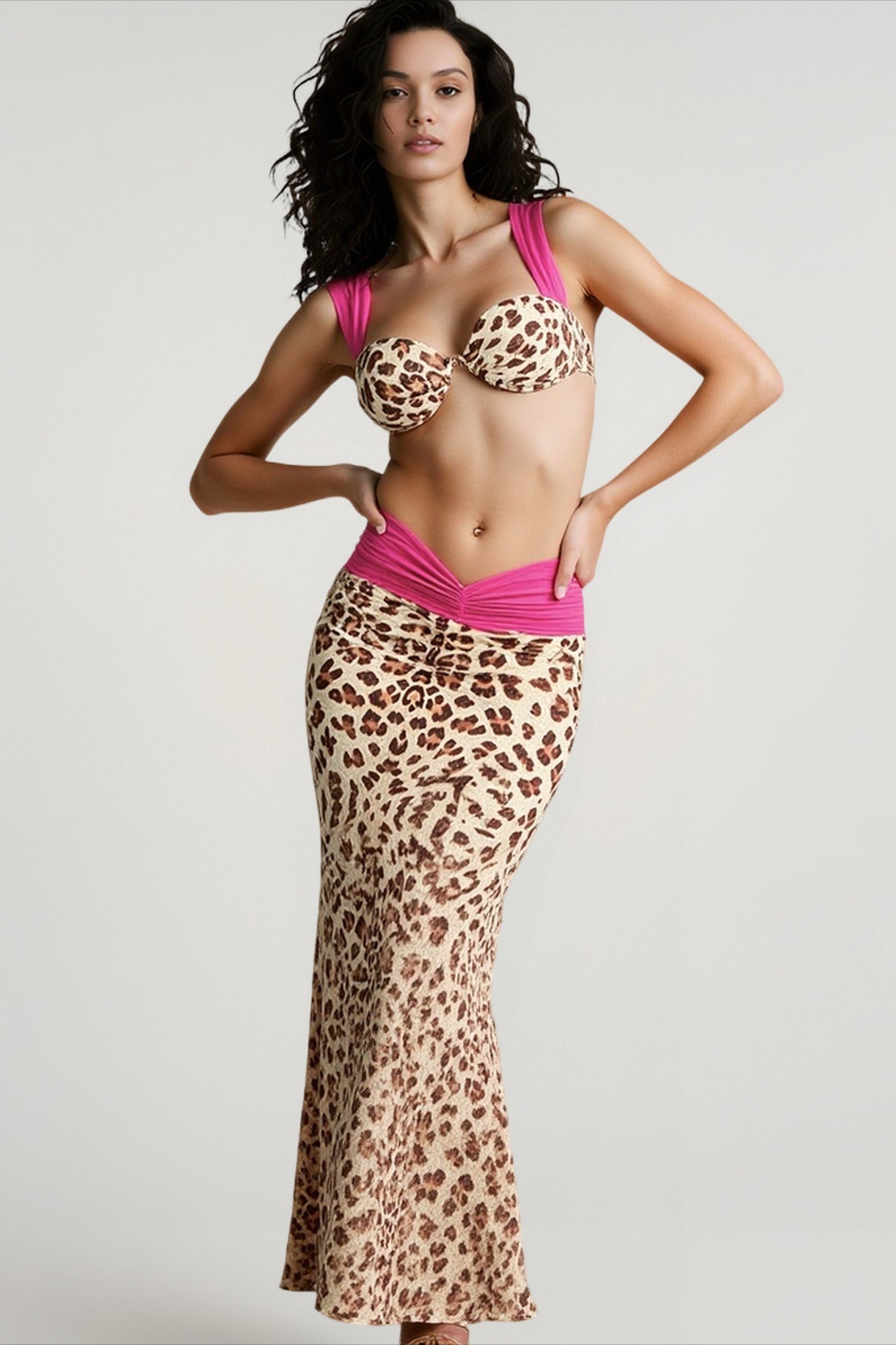 Sexy contrast print tie top vacation set