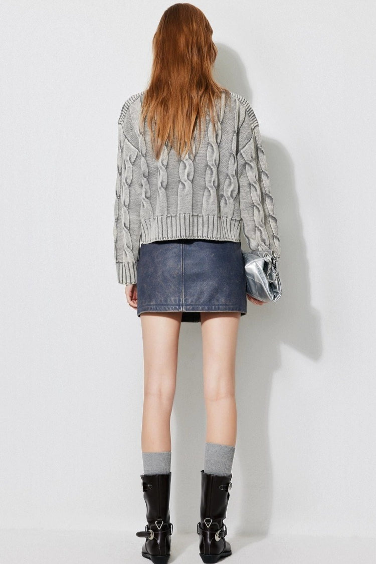 Vintage Cable Knit OffShoulder Sweater