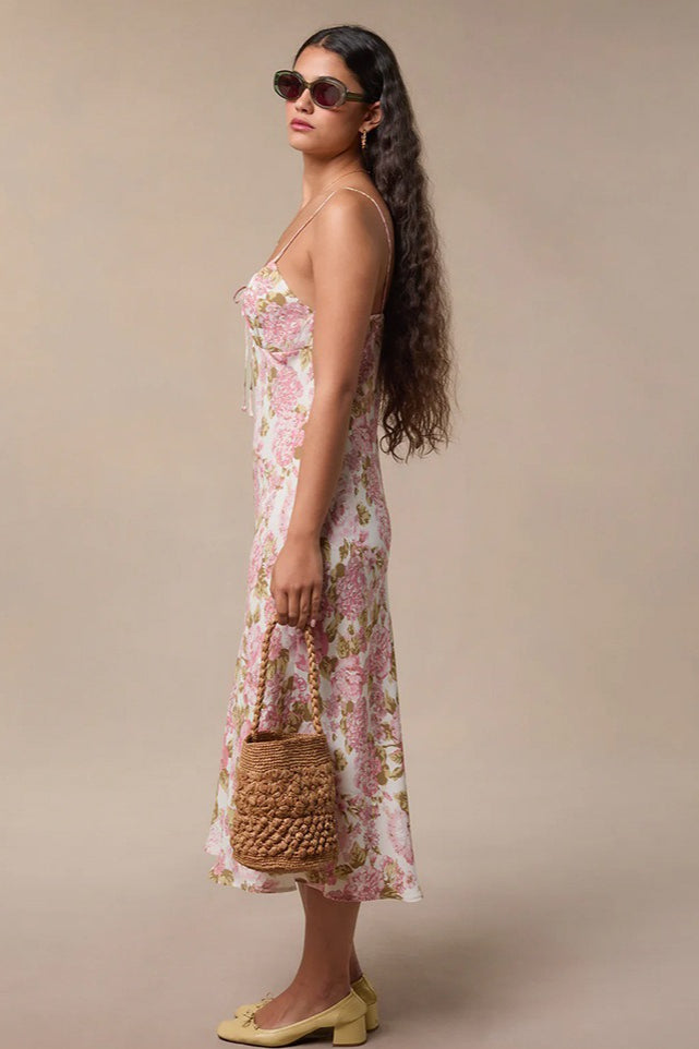 Spaghetti Strap Midi Slim Floral Dress