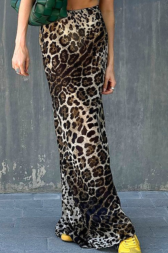 Leopard Print High-Waist Skirt