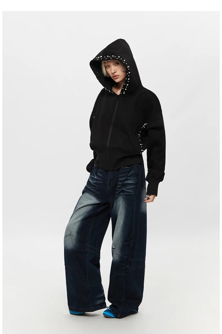 Pearl ZipUp Loose Hoodie