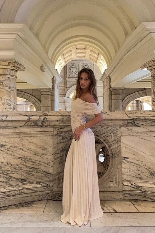 Off Shoulder Ruched Strapless Reception Dress