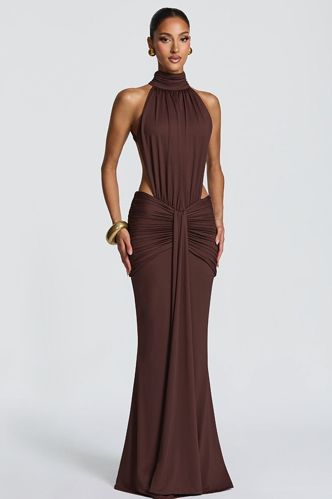 Solid Backless Mermaid Bodycon Party Dress