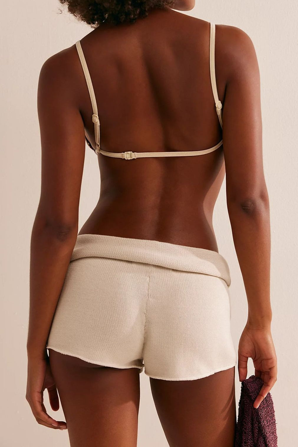 Solid Knit Drawstring Bodycon Casual Shorts