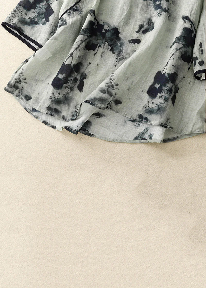 Grey Button Grace Cotton Blouses