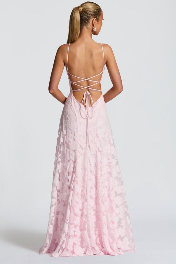 Chiffon Backless Spaghetti Strap Maxi Dress 7
