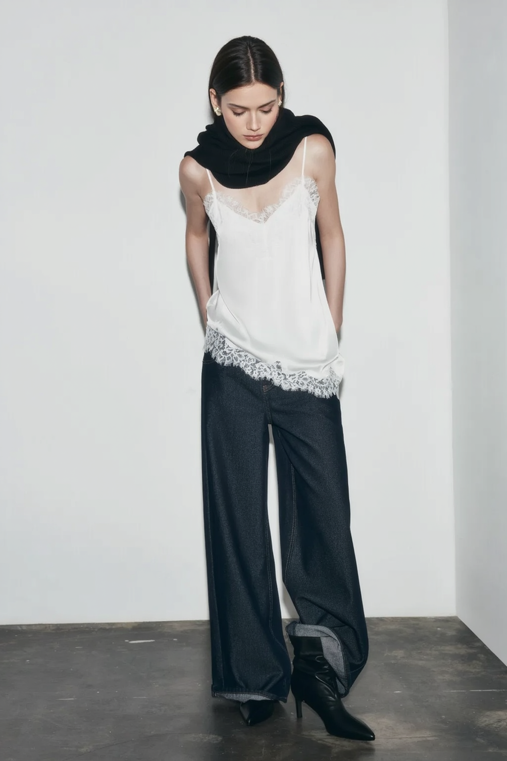Lace panel adjustable cami top