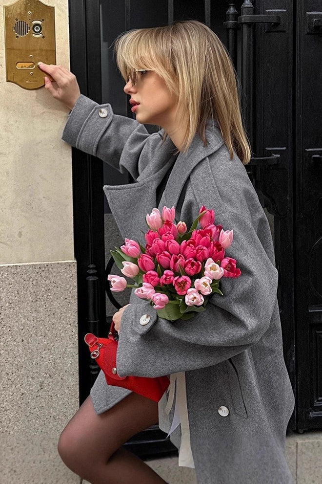 Elegant Midlength Wool Blend Coat