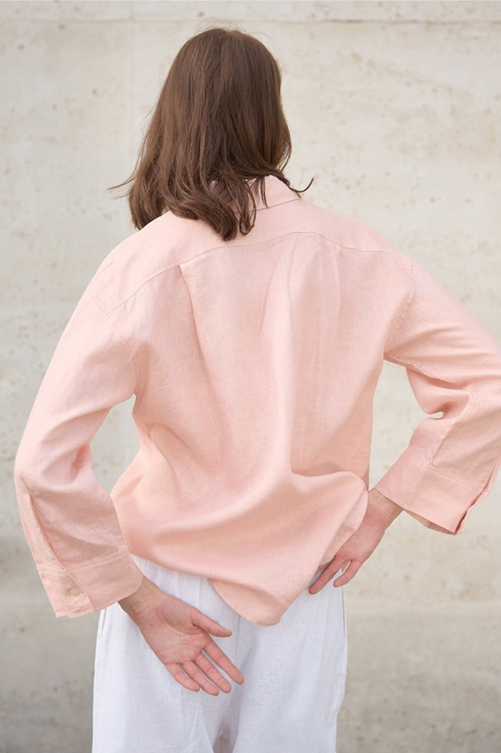 Linen Solid Button Down Blouse