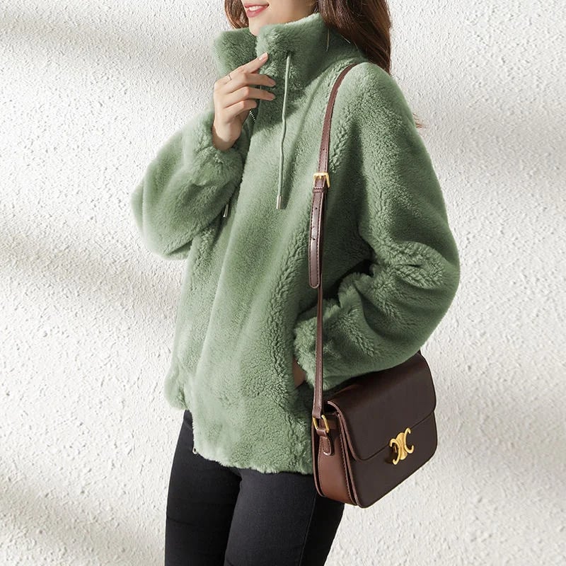 Padded Coat Stand-collar Double-faced Fleece Jacket
