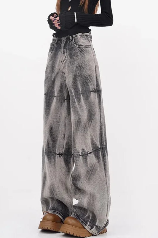 TieDye Loose StraightLeg Jeans