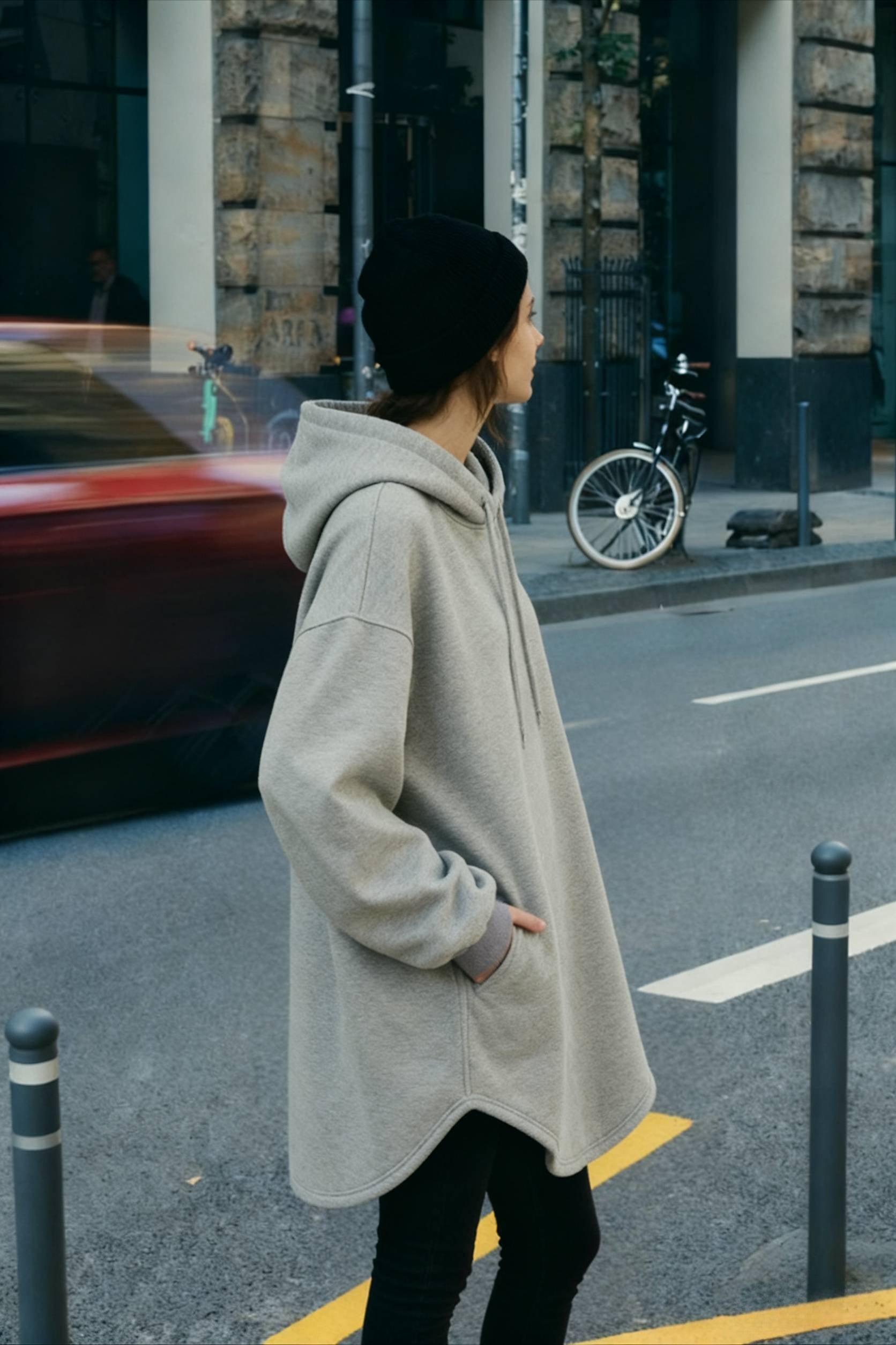 Pullover Loose Hoodie Casual  Drawstring Oversized  Women's Long Solid Sweatshirt Autumn Arm Streetwear