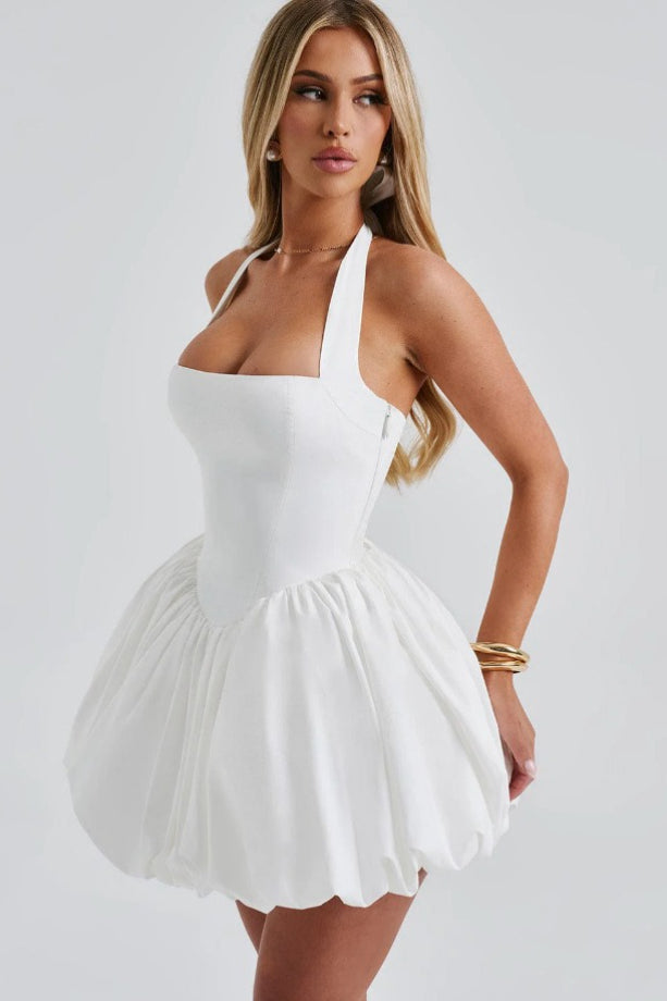 Halter Tie Bow Puffy Tulle Hem Mini Dress 20
