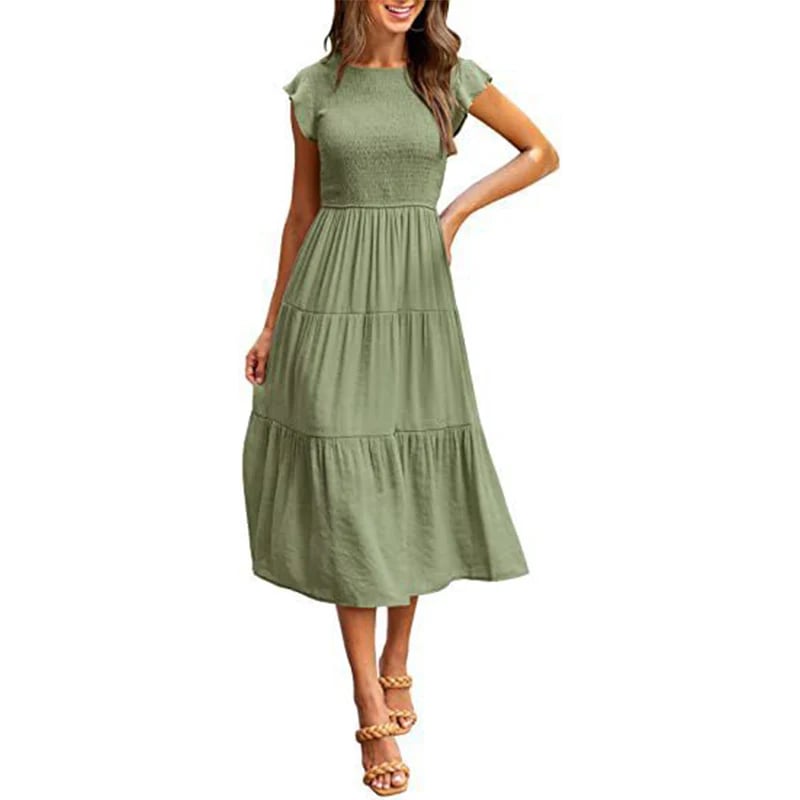summer casual flowing short midi dress