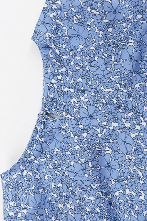 Long Sleeve Pleated Waist Short Floral Dress