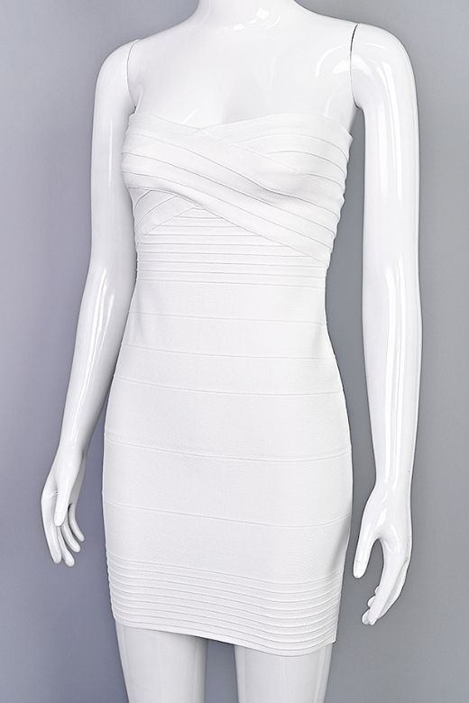 Aaliyah Bandage Mini Dress - White Pearl (Sale)