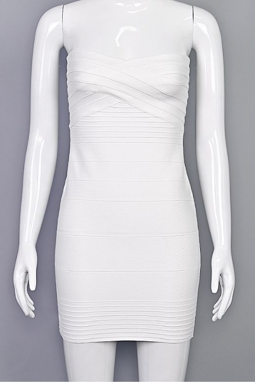Aaliyah Bandage Mini Dress - White Pearl (Sale)