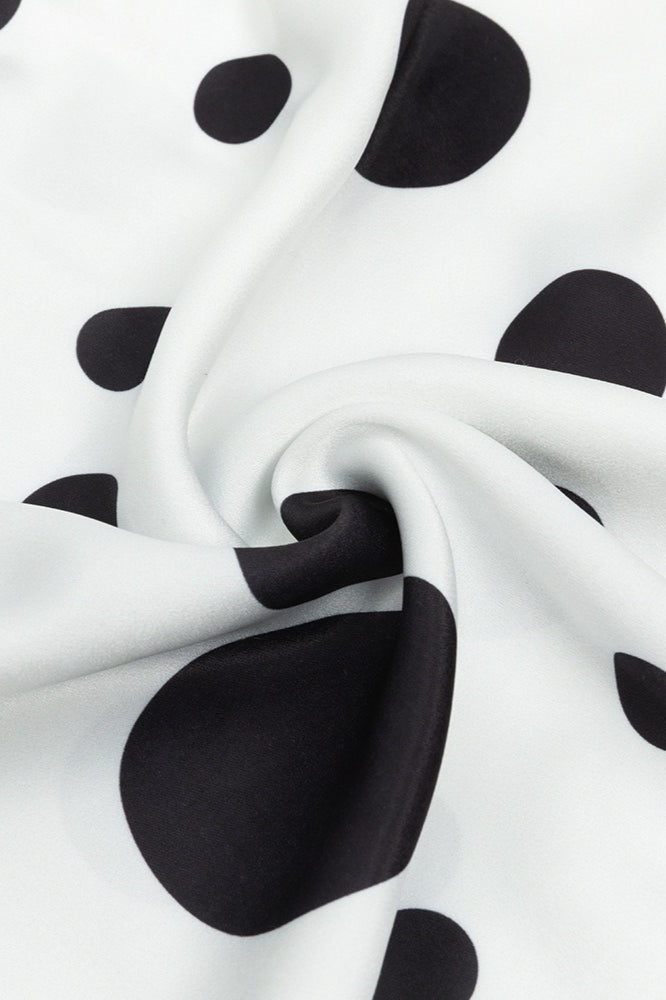 White Polka Dot Pleated Cami Maxi Dress 5