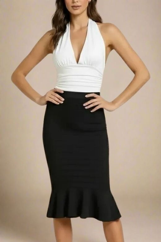 Aby Halter Neck Top - White Pearl