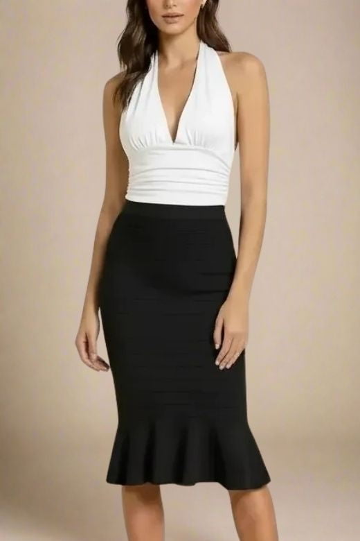Aby Halter Neck Top - White Pearl