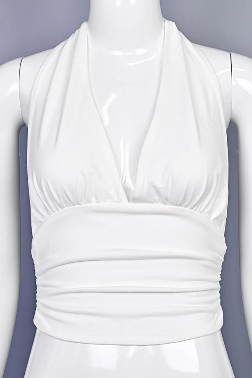 Aby Halter Neck Top - White Pearl
