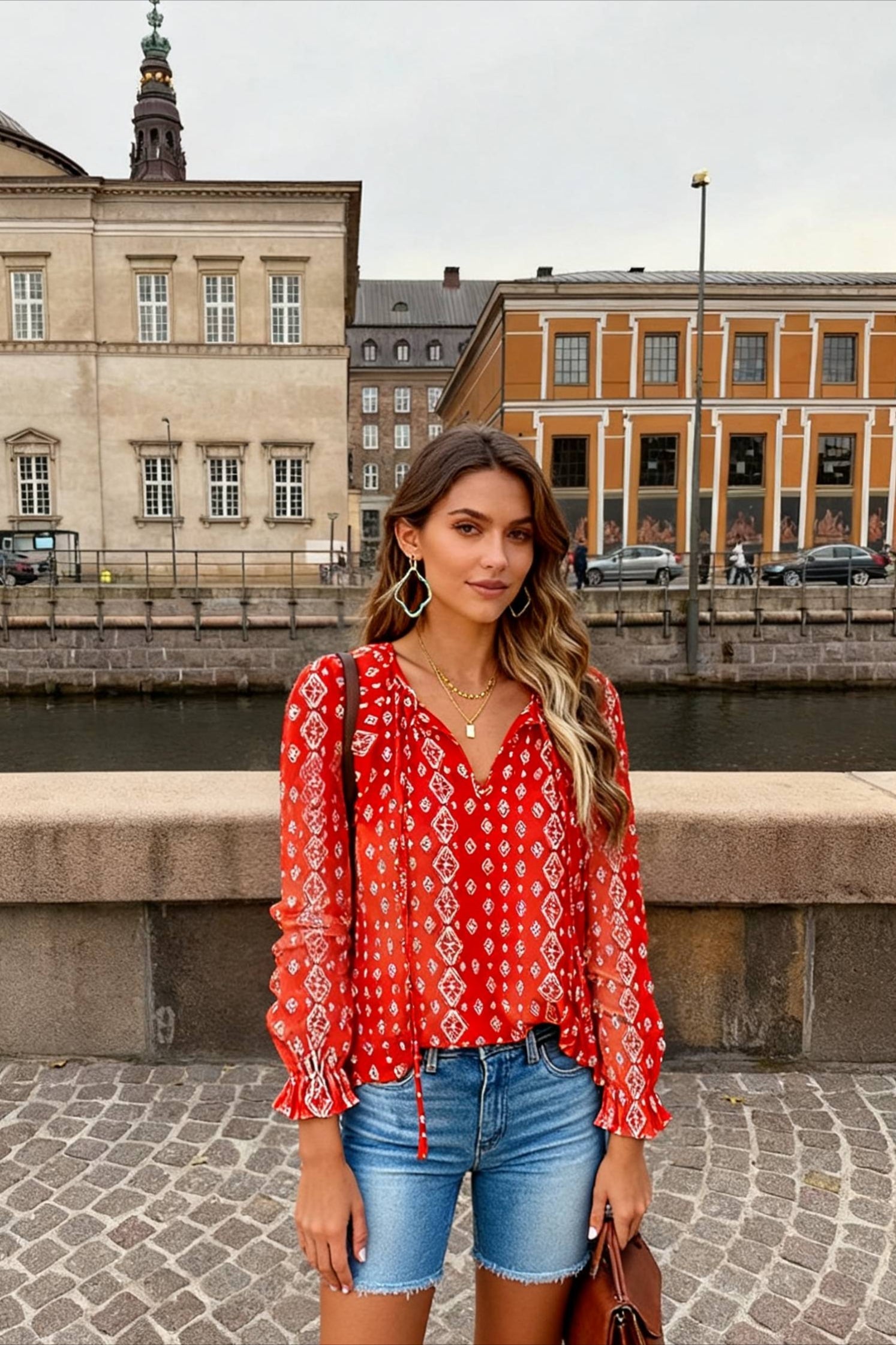 VNeck Flowered Women's Bohemian Dokotoo Top